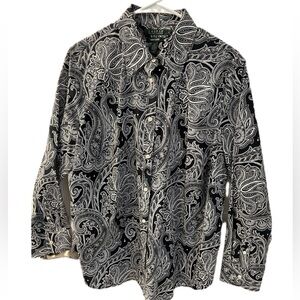 Lauren by Ralph Lauren Black and White Paisley Shirt